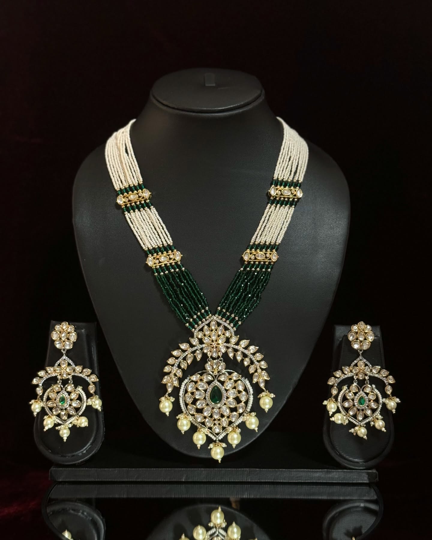 Kundan small beads Long Necklace set