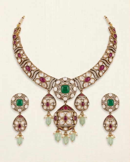 Varnika Ruby Polki Neck Set