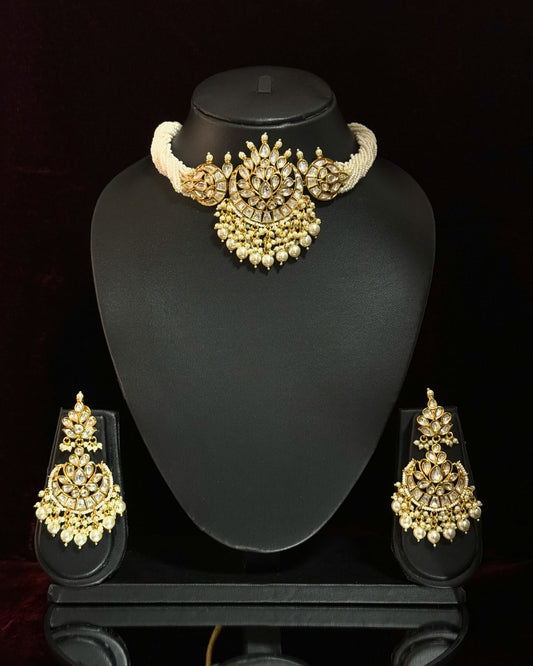 Mughal Kundan Pearl Choker Necklace