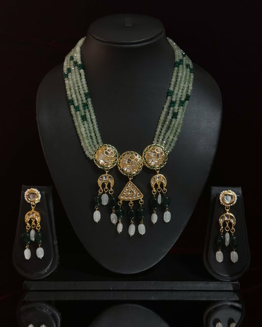 Dual Tone Beaded Pendant Necklace