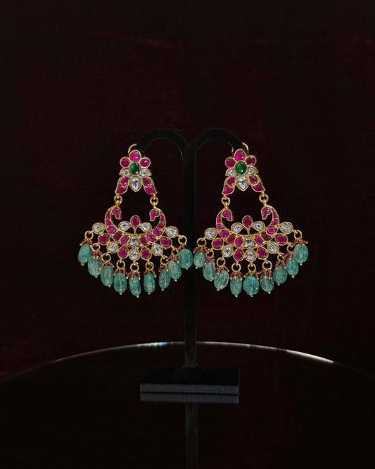 Royal Ruby Emerald Jadau Chandbali
