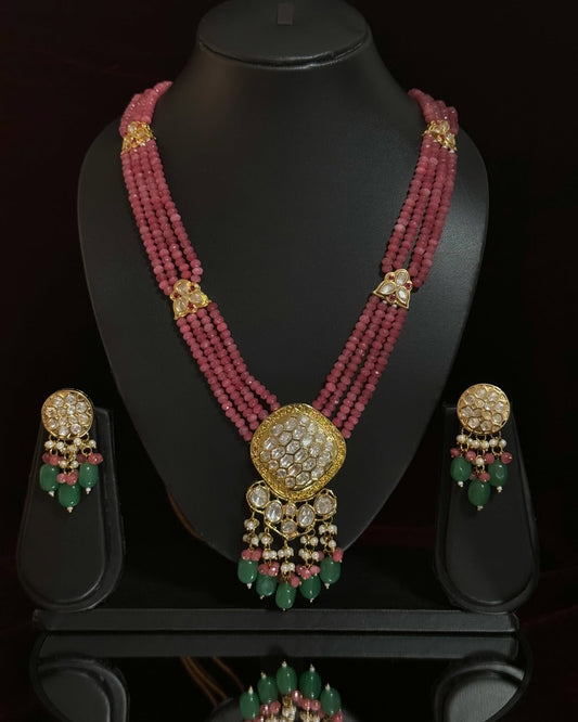 Pink Jade Multi-Strand Necklace Set