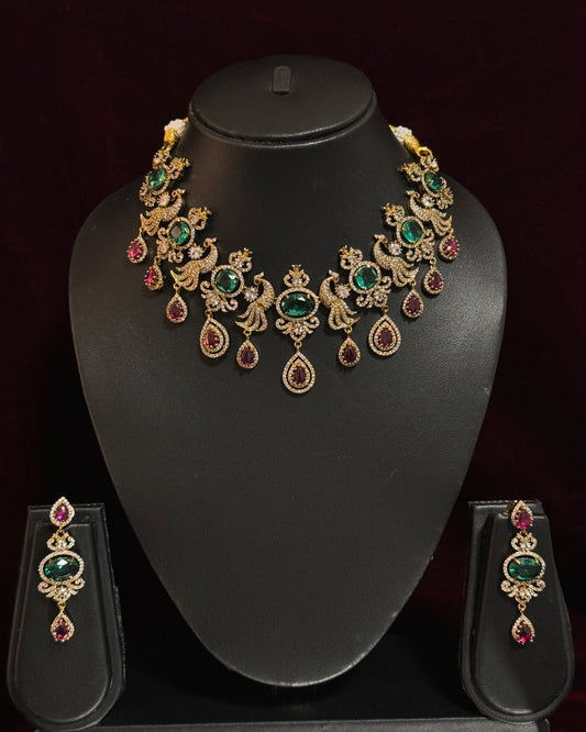 Peacock Emerald Statement Choker