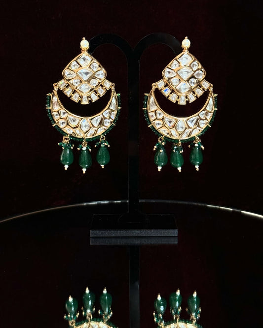 Emerald Moonlight Moissanite Chandbali