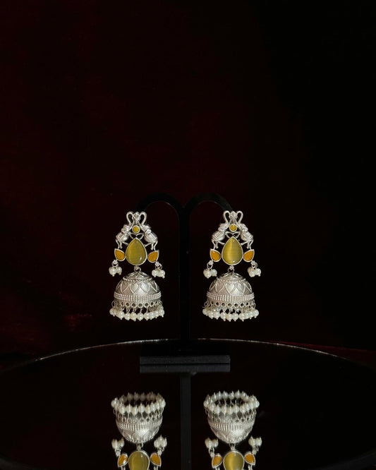Saffron Peacock Jhumka