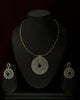 Emerald Halo Pendant Necklace Set