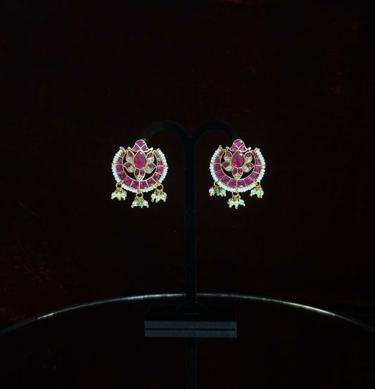 Lotus Ruby Jadau Stud Earrings