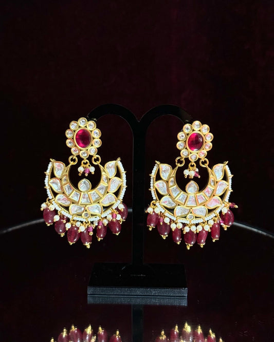 Ruby Moissanite Chandbali Earrings
