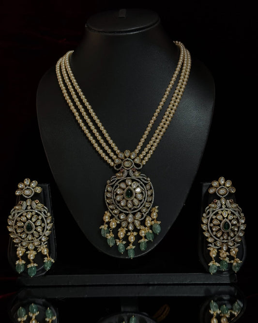 Heritage Polki Multi-Strand Pearl Necklace Set
