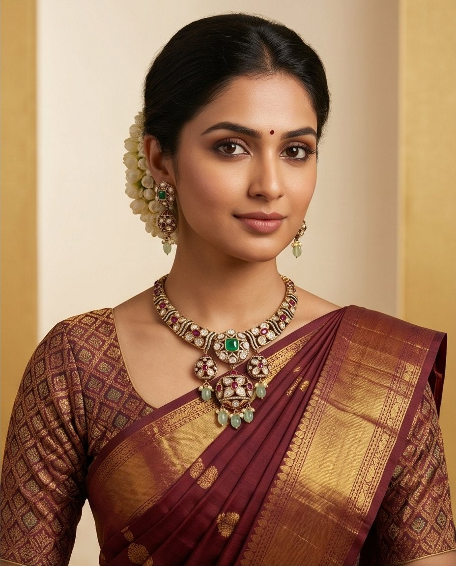 Varnika Ruby Polki Neck Set