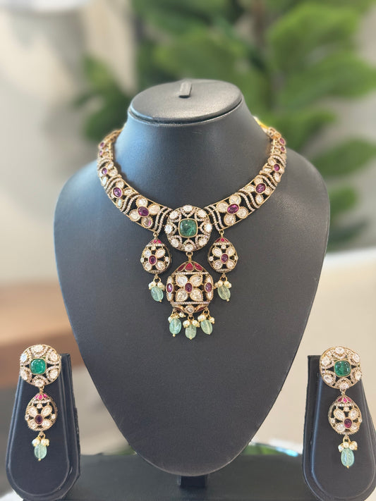 Varnika Ruby Polki Neck Set